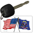 North Dakota Crossed US Flag Novelty Metal Key Chain KC-11494