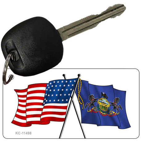 Pennsylvania Crossed US Flag Novelty Metal Key Chain KC-11498