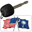 South Carolina Crossed US Flag Novelty Metal Key Chain KC-11500