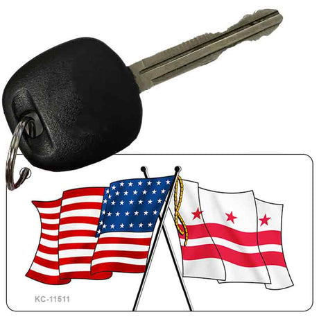 Washington DC Crossed US Flag Novelty Metal Key Chain KC-11511