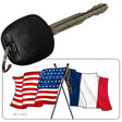 France Crossed US Flag Novelty Metal Key Chain KC-11512