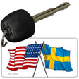 Sweden Crossed US Flag Novelty Metal Key Chain KC-11514