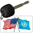 United Nation Crossed US Flag Novelty Metal Key Chain KC-11518