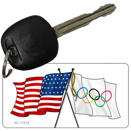 Olympic Crossed US Flag Novelty Metal Key Chain KC-11519