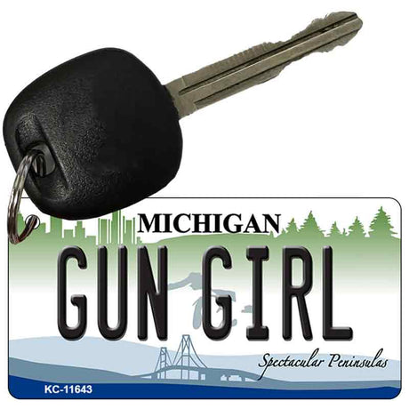 Gun Girl Michigan Novelty Metal Key Chain KC-11643