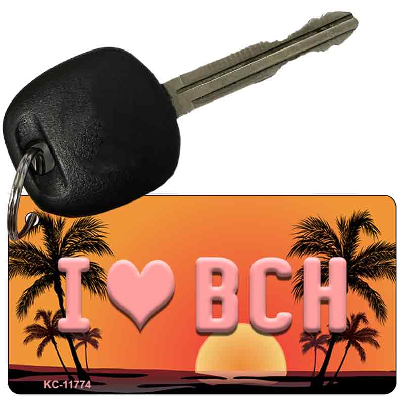 I Love Beach Novelty Metal Key Chain KC-11774