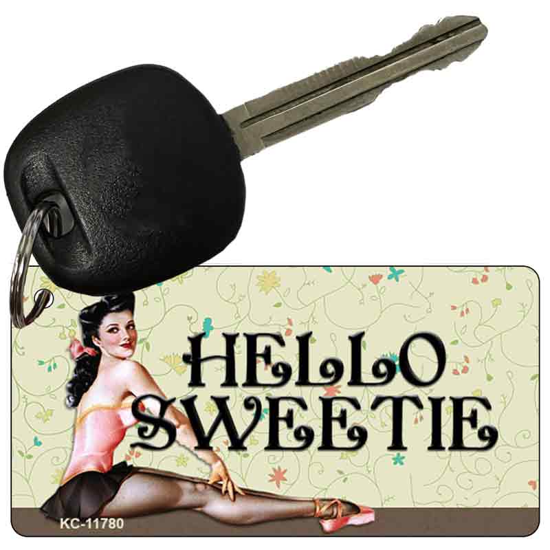 Hello Sweetie Vintage Pinup Novelty Metal Key Chain KC-11780