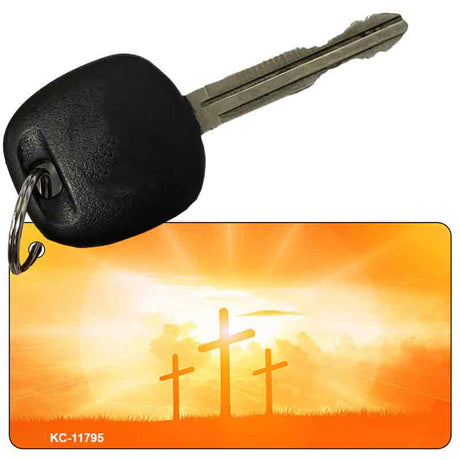 Three Crosses Sunset Novelty Metal Key Chain KC-11795