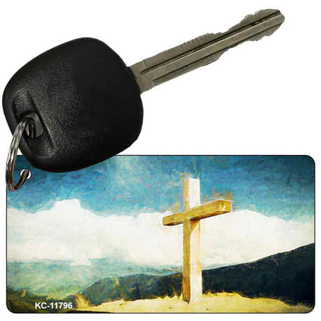 Cross On Mountain Novelty Metal Key Chain KC-11796