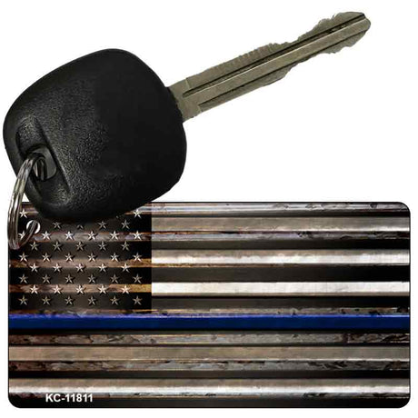 Police Thin Blue Line Corrugated Novelty Metal Key Chain KC-11811