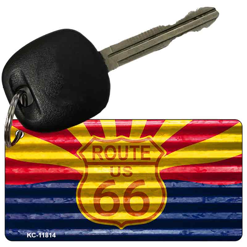 Arizona Route 66 Corrugated Novelty Metal Key Chain KC-11814