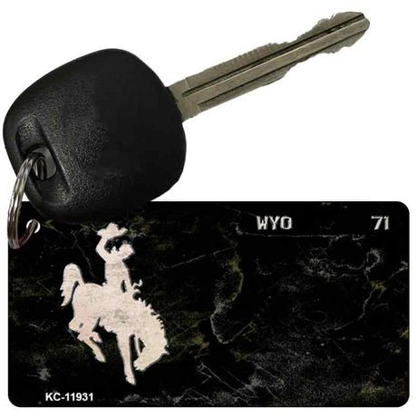 Wyoming Black Rusty Novelty Metal Key Chain KC-11931