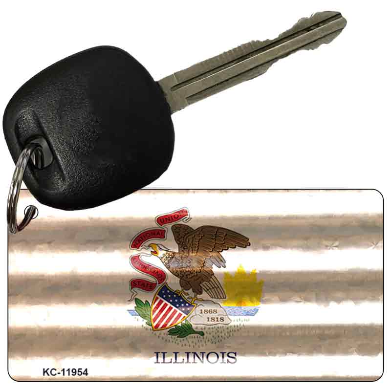 Illinois Corrugated Flag Novelty Key Chain KC-11954