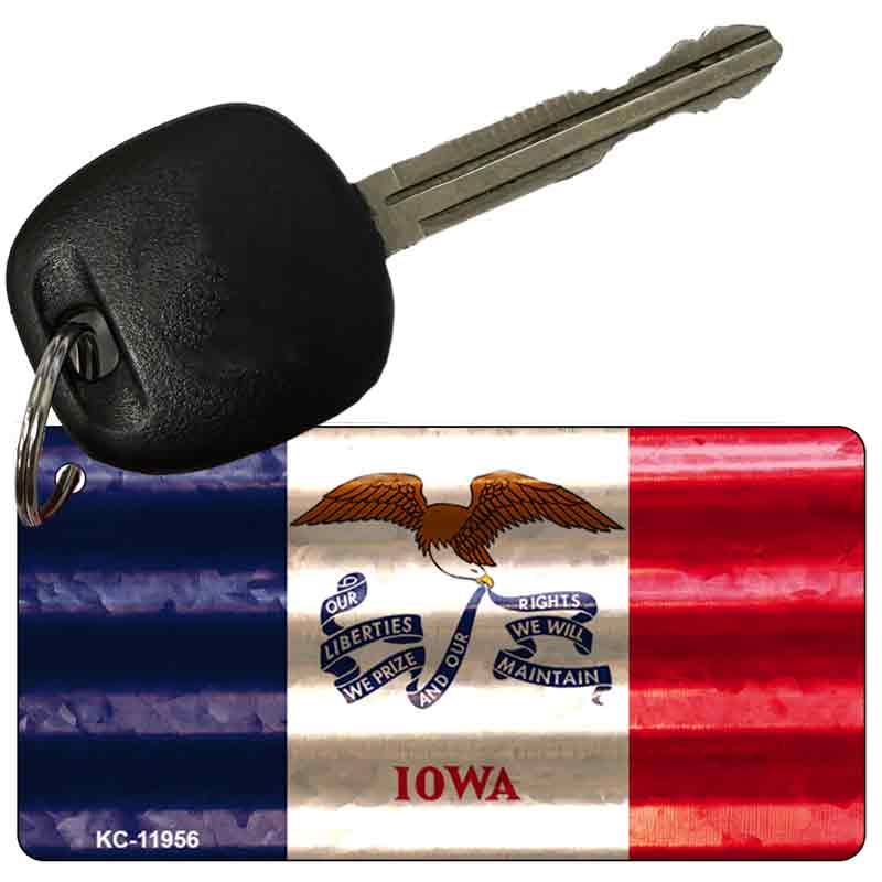 Iowa Corrugated Flag Novelty Key Chain KC-11956 | Smart Blonde