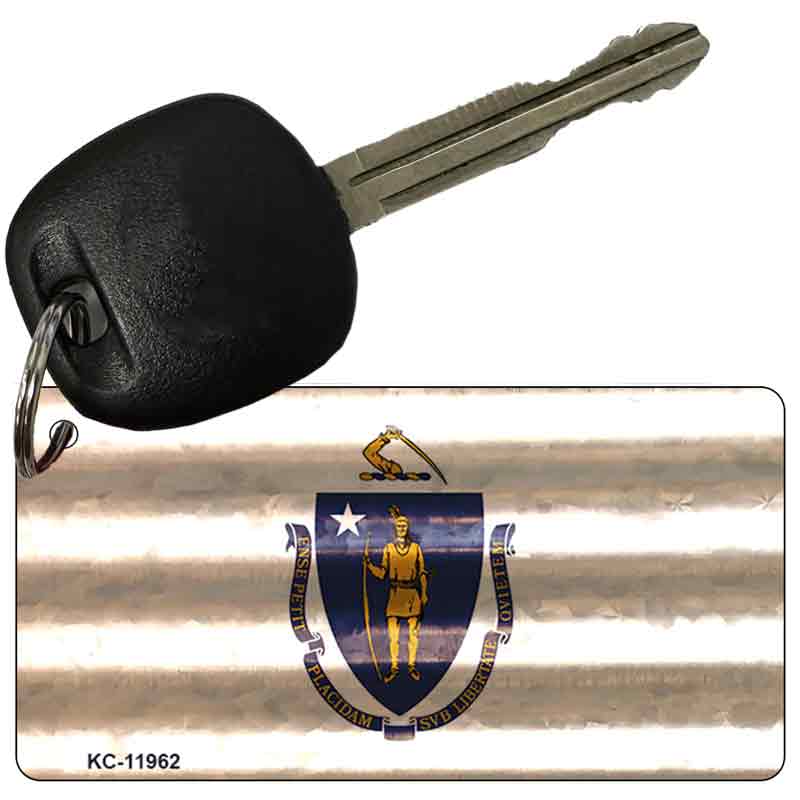 Massachusetts Corrugated Flag Novelty Key Chain KC-11962