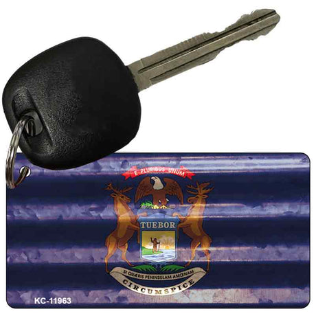 Michigan Corrugated Flag Novelty Key Chain KC-11963