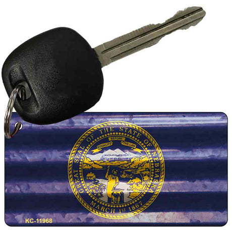 Nebraska Corrugated Flag Novelty Key Chain KC-11968