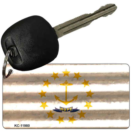 Rhode Island Corrugated Flag Novelty Key Chain KC-11980