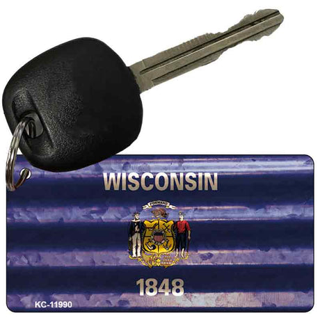 Wisconsin Corrugated Flag Novelty Key Chain KC-11990