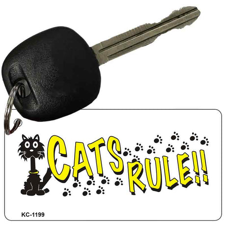 Cats Rule Novelty Aluminum Key Chain KC-1199