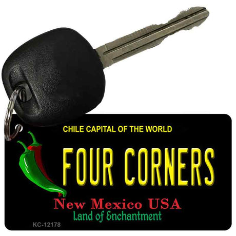 Four Corners New Mexico Black Novelty Metal Key Chain KC-12178