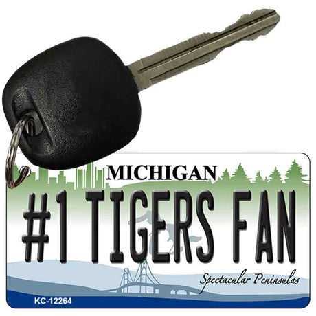 Number 1 Tigers Fan Michigan Novelty Metal Key Chain KC-12264