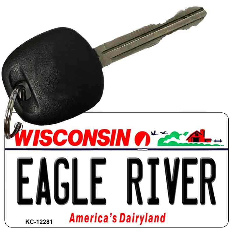 Wisconsin Eagle River Novelty Metal Key Chain KC-12282