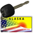 Alaska with American Flag Novelty Metal Key Chain KC-12330