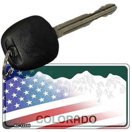 Colorado with American Flag Novelty Metal Key Chain KC-12335