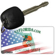 Florida with American Flag Novelty Metal Key Chain KC-12338