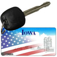 Iowa with American Flag Novelty Metal Key Chain KC-12344