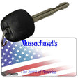 Massachusetts with American Flag Novelty Metal Key Chain KC-12350