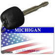 Michigan with American Flag Novelty Metal Key Chain KC-12351