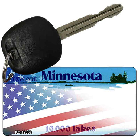 Minnesota with American Flag Novelty Metal Key Chain KC-12352