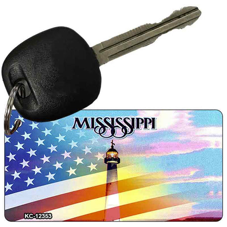 Mississippi with American Flag Novelty Metal Key Chain KC-12353