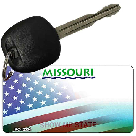 Missouri with American Flag Novelty Metal Key Chain KC-12354