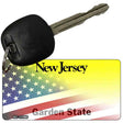 New Jersey with American Flag Novelty Metal Key Chain KC-12360