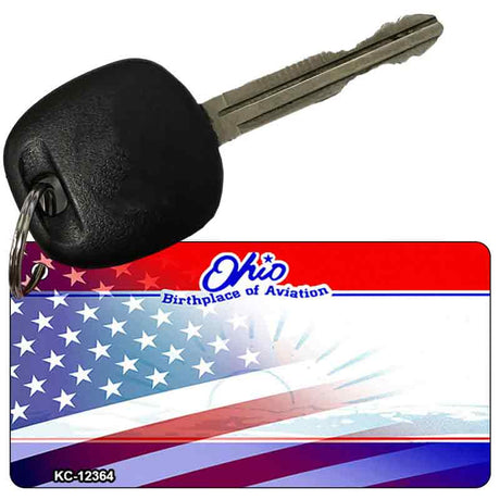 Ohio with American Flag Novelty Metal Key Chain KC-12364