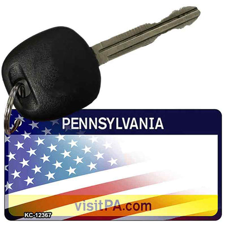 Pennsylvania with American Flag Novelty Metal Key Chain KC-12367