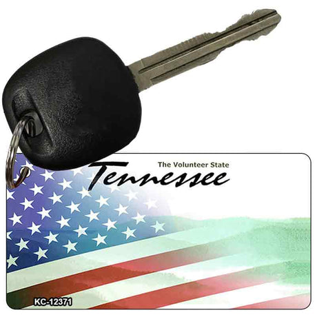 Tennessee with American Flag Novelty Metal Key Chain KC-12371