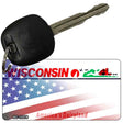 Wisconsin with American Flag Novelty Metal Key Chain KC-12378