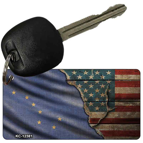 Alaska/American Flag Novelty Metal Key Chain KC-12381