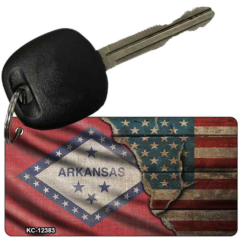 Arkansas/American Flag Novelty Metal Key Chain KC-12383