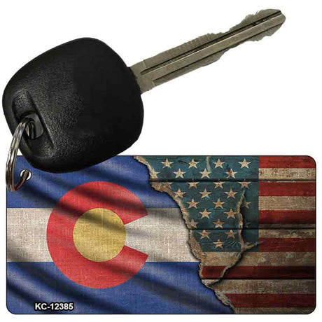 Colorado/American Flag Novelty Metal Key Chain KC-12385