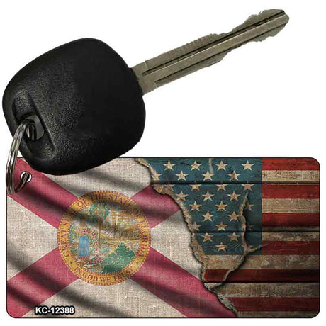 Florida/American Flag Novelty Metal Key Chain KC-12388