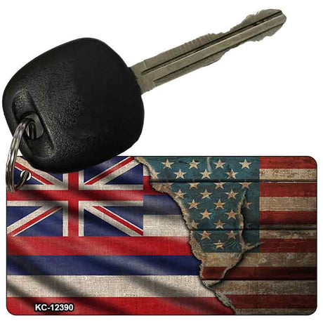 Hawaii/American Flag Novelty Metal Key Chain KC-12390