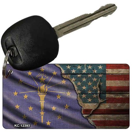 Indiana/American Flag Novelty Metal Key Chain KC-12393