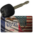 Iowa/American Flag Novelty Metal Key Chain KC-12394