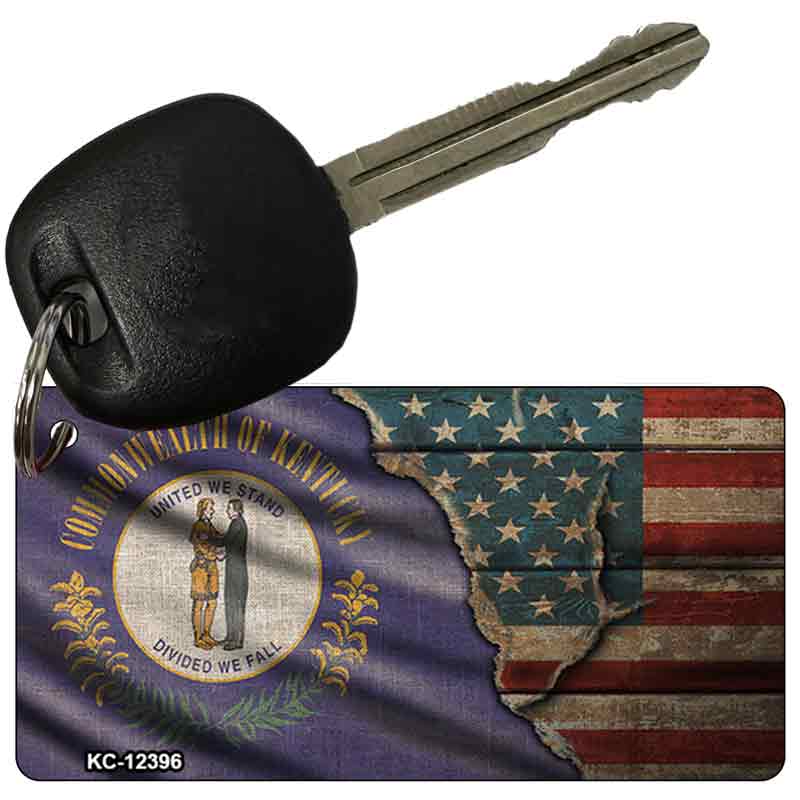 Kentucky/American Flag Novelty Metal Key Chain KC-12396