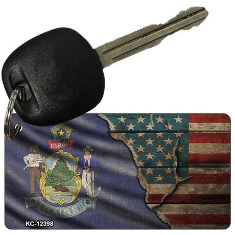 Maine/American Flag Novelty Metal Key Chain KC-12398